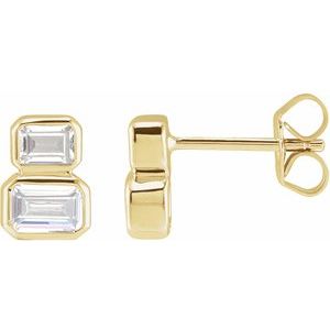 1ct Lab-Grown Diamond Emerald Cut Two Stone Stud Earrings