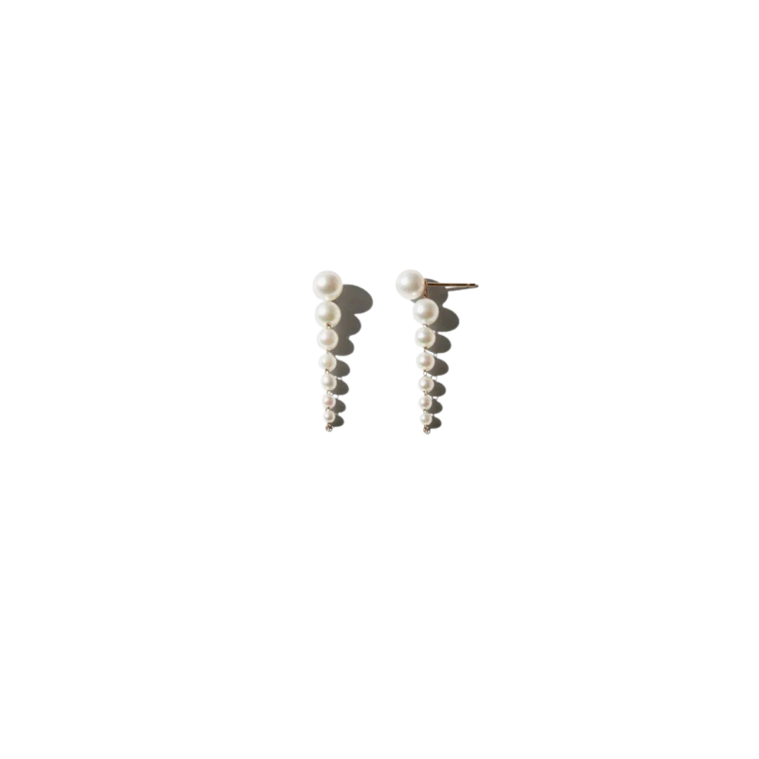 Short Cascading Pearl Earrings