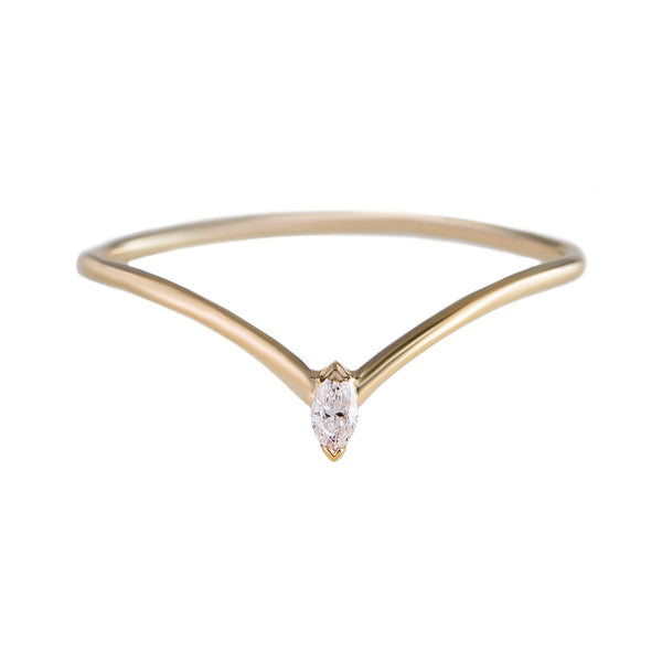 Single Marquise Diamond Fleurescent Stacking Ring