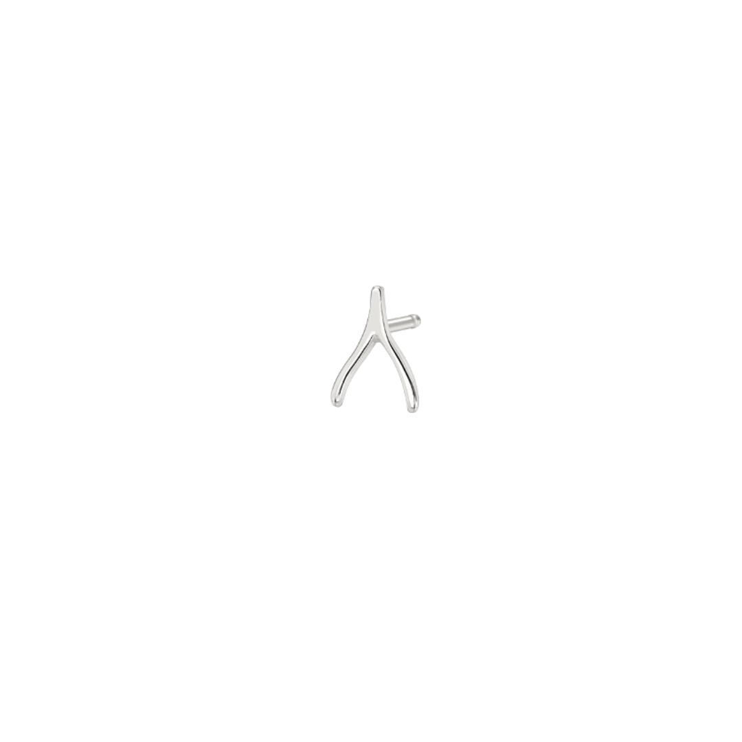 Tiny Wishbone Stud Earring