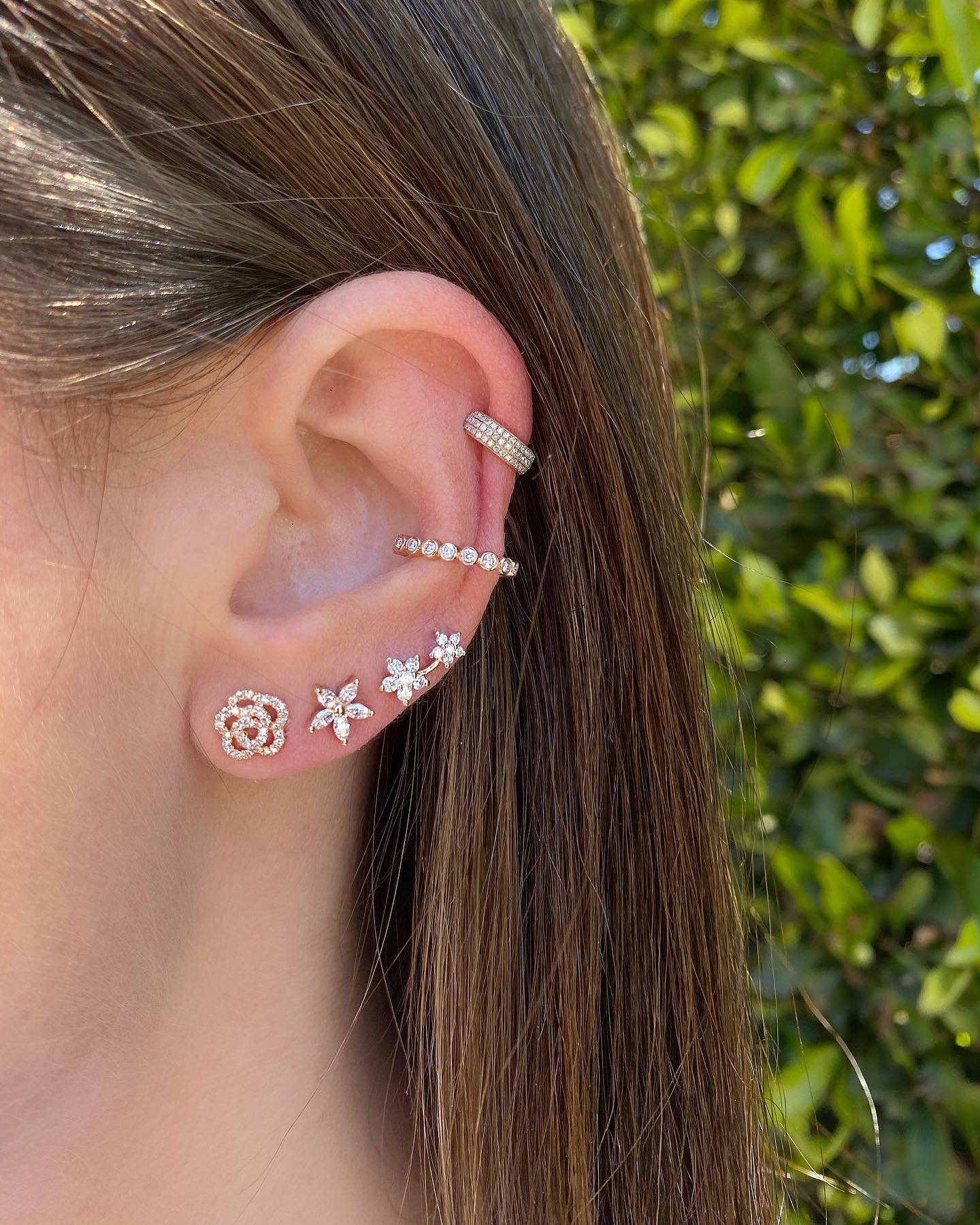 Diamond Rose Stud Earring