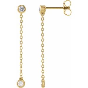 0.25ct Lab-Grown Diamond Bezel Chain Drop Earrings