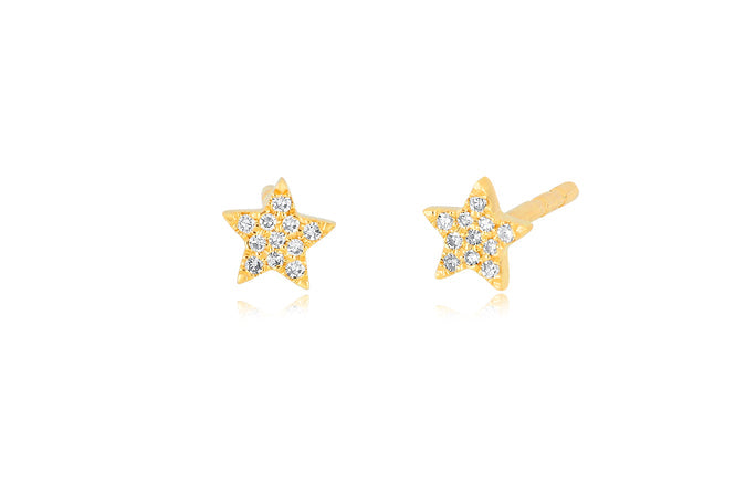 Baby Diamond Star Stud Earring 14k Yellow Gold