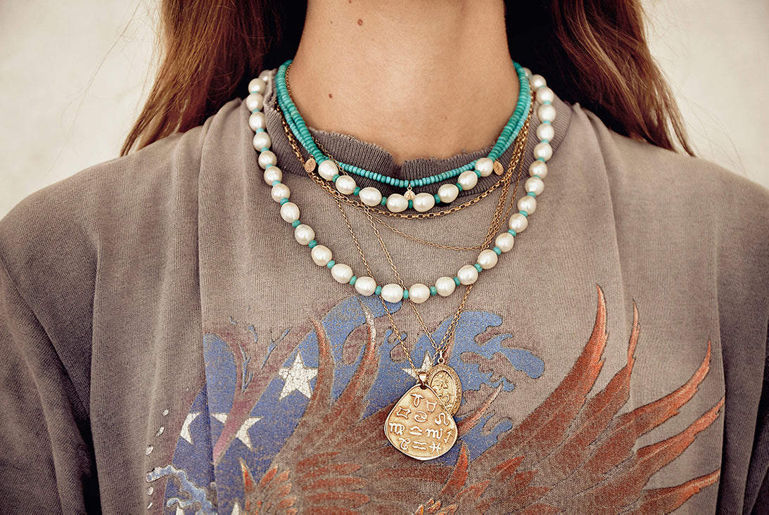 Reef Turquoise and Pearl Necklace