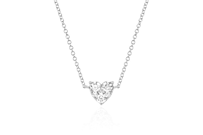 Full Cut Diamond Heart Choker Necklace