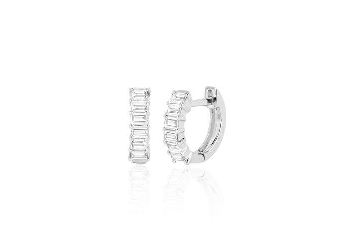 Prong Set Diamond Baguette Huggie Earring