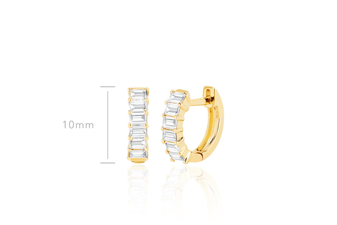 Prong Set Diamond Baguette Huggie Earring