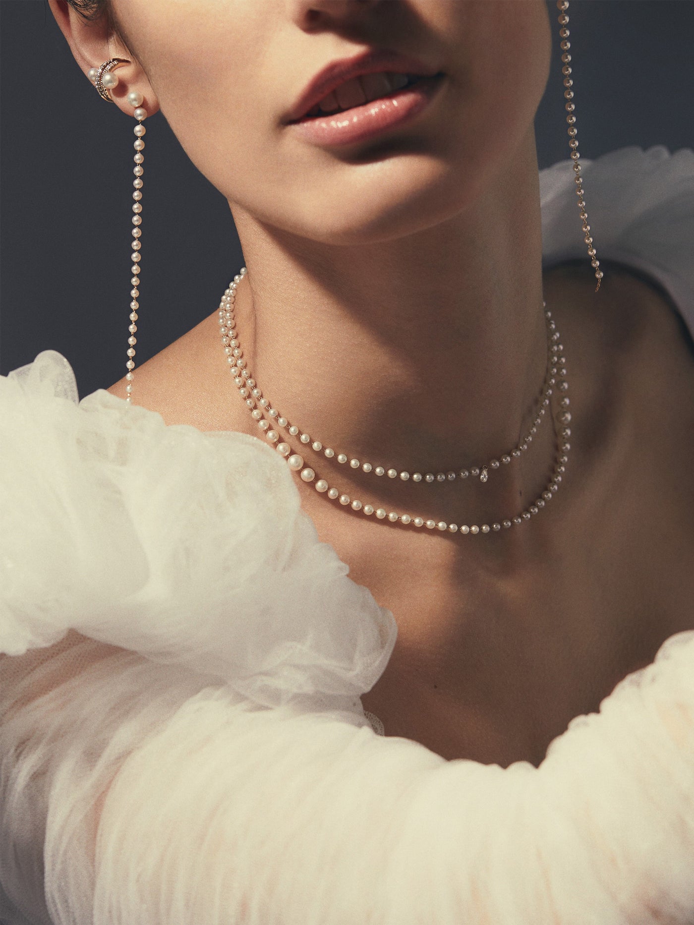 Dual Cascading Pearl Necklace
