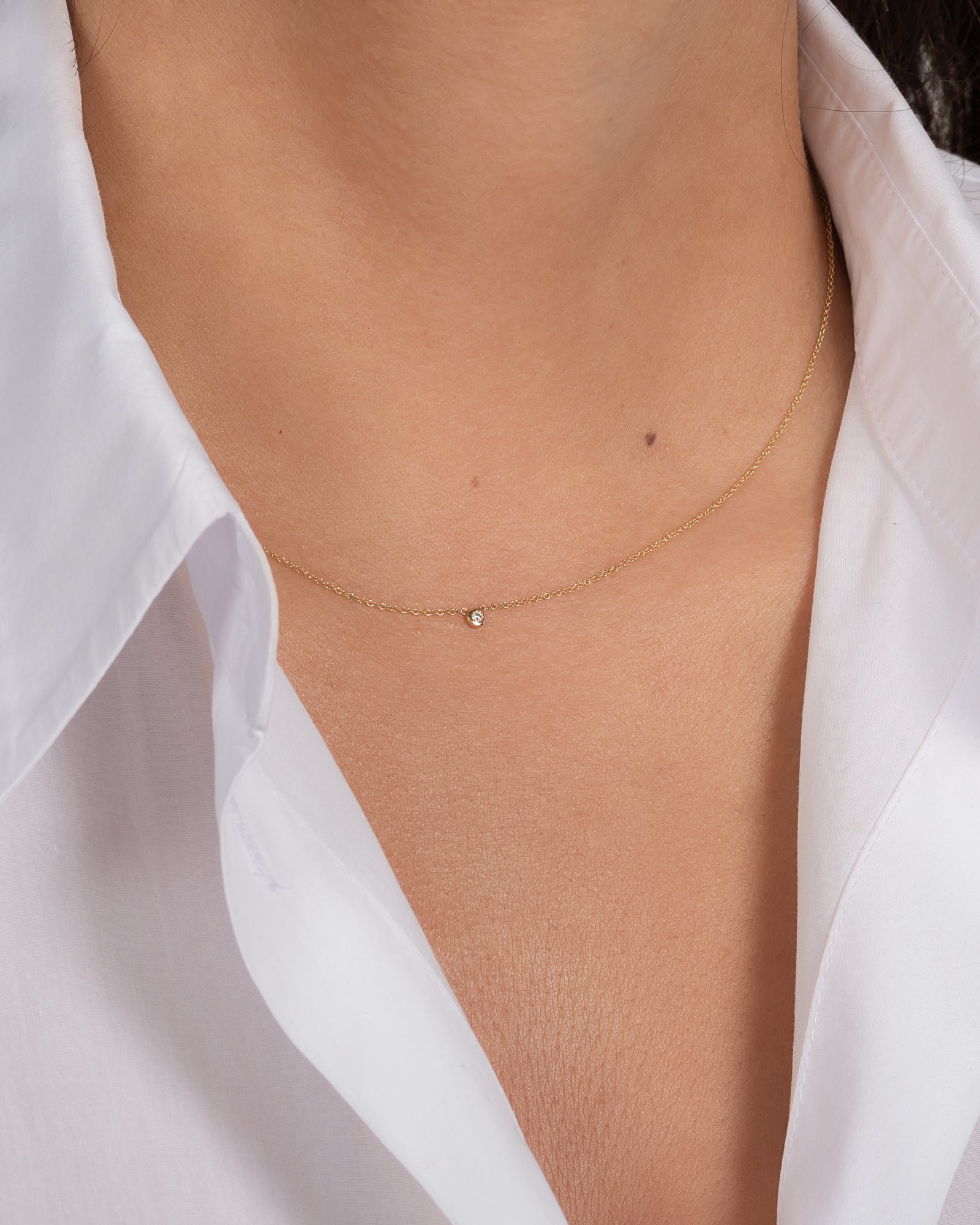 Mini Bezel Diamond Necklace