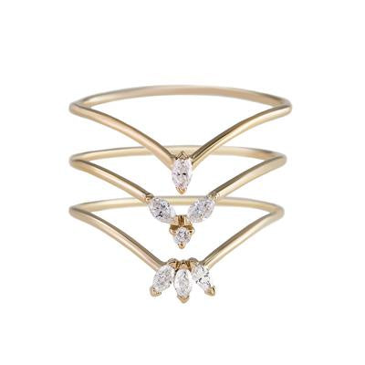 Marquise and Round Diamond Fleurescent Stacking Ring