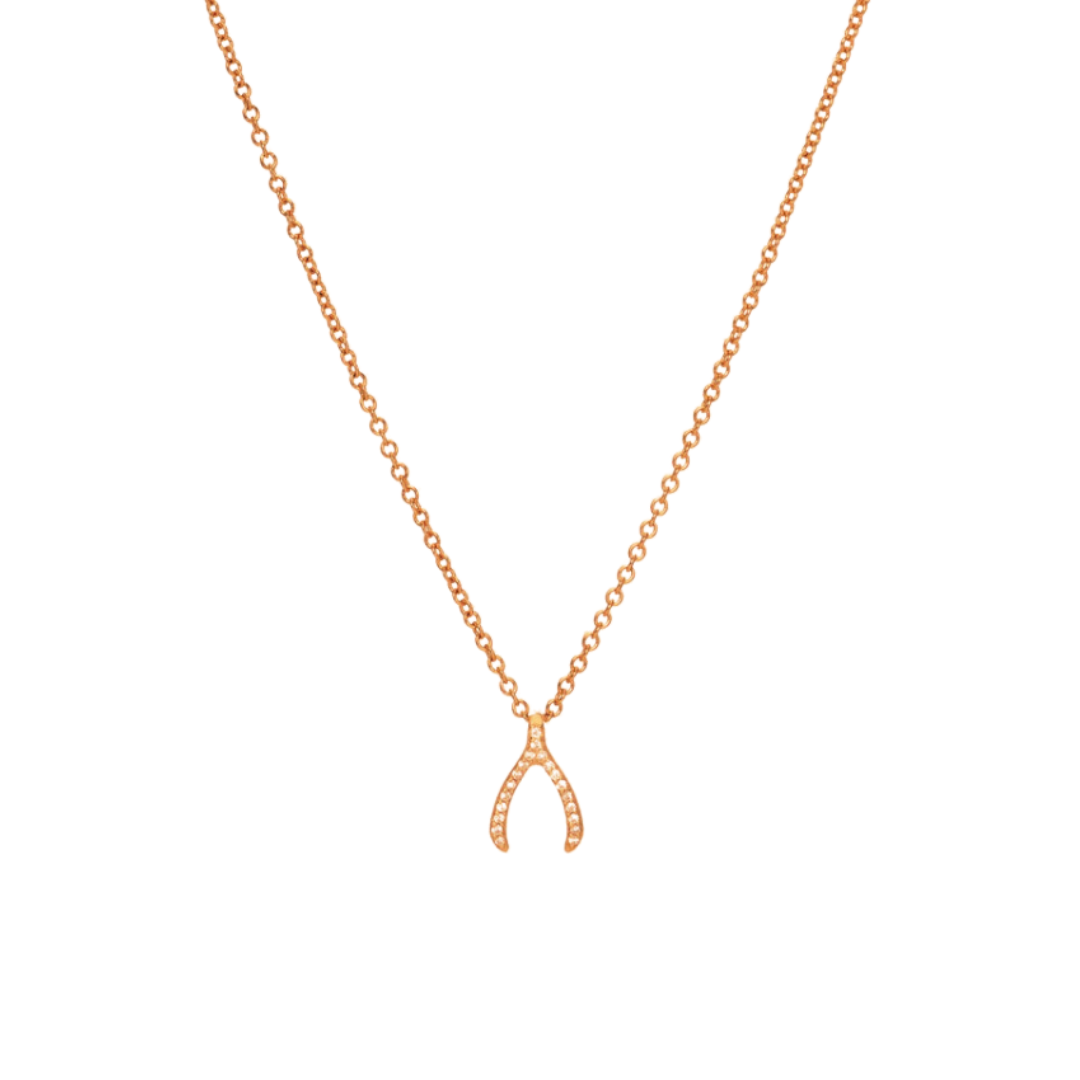 Mini Diamond Wishbone Necklace