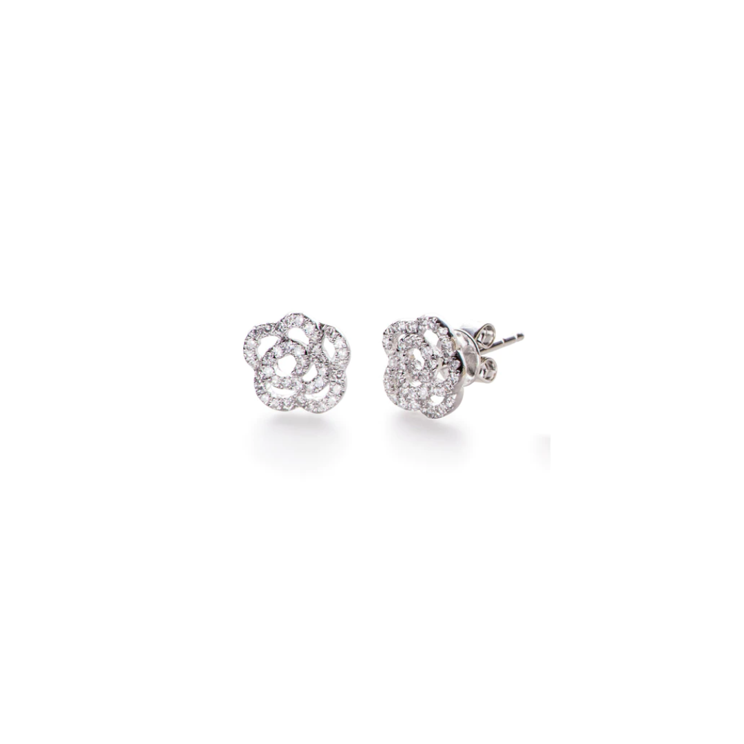 Diamond Rose Stud Earring