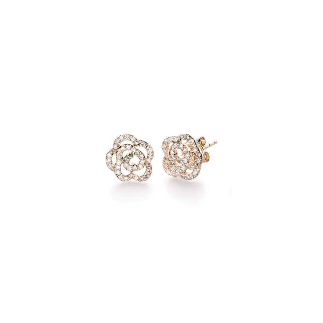 Diamond Rose Stud Earring