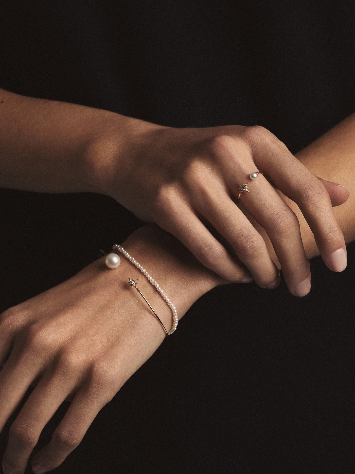 Small Diamond Star and Pearl Cuff