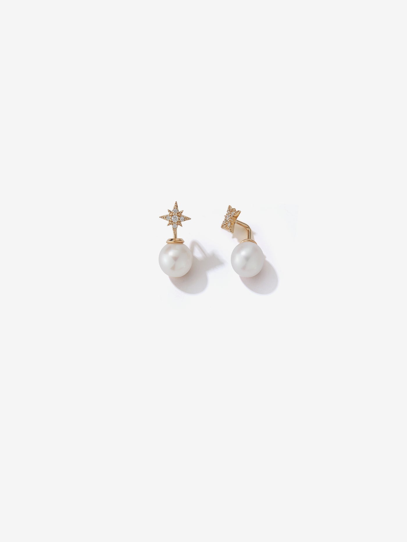 Small Diamond Star and Pearl Horizon Earrings