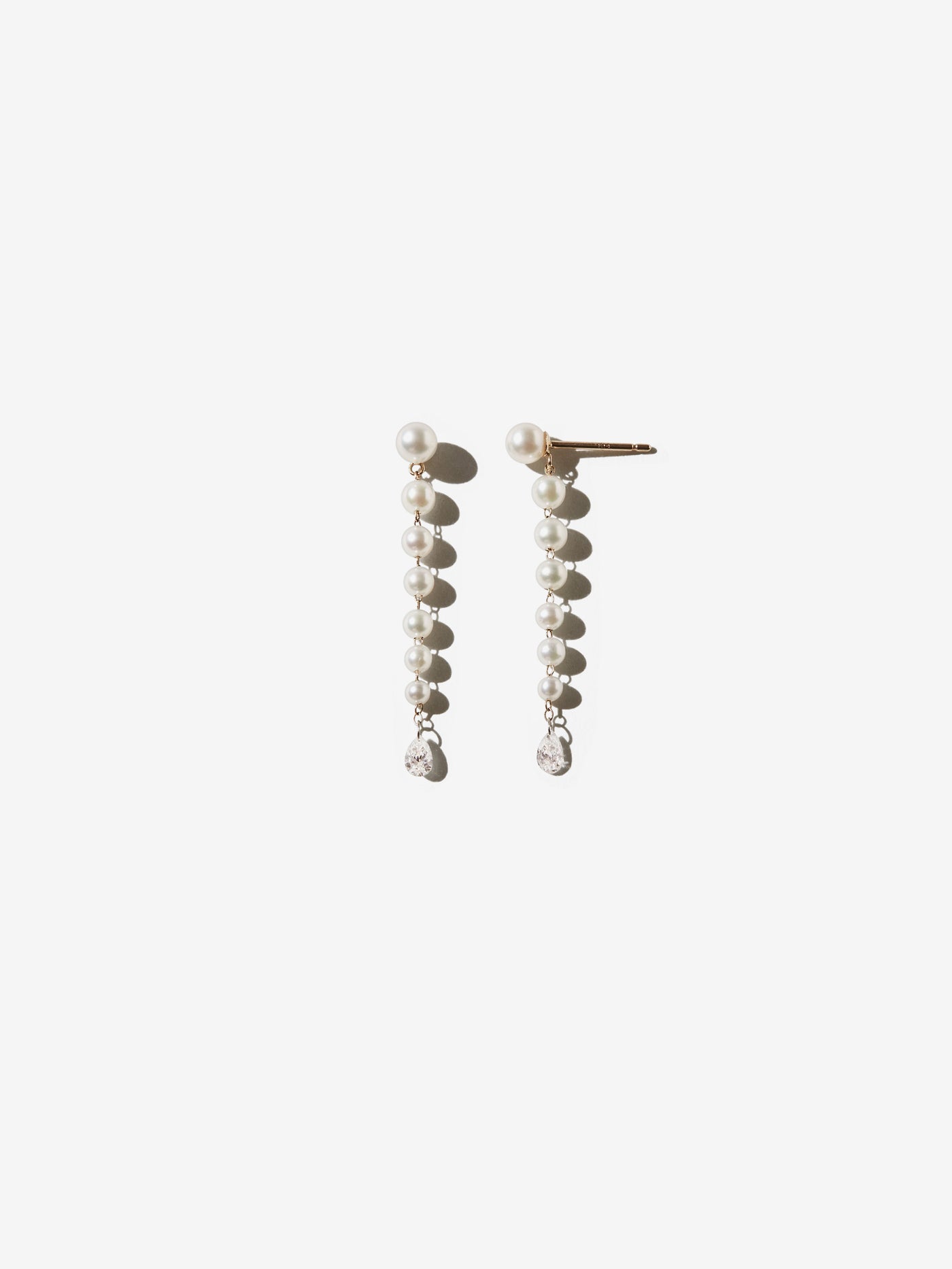 Pear Diamond With Cascading Pearl Earrings