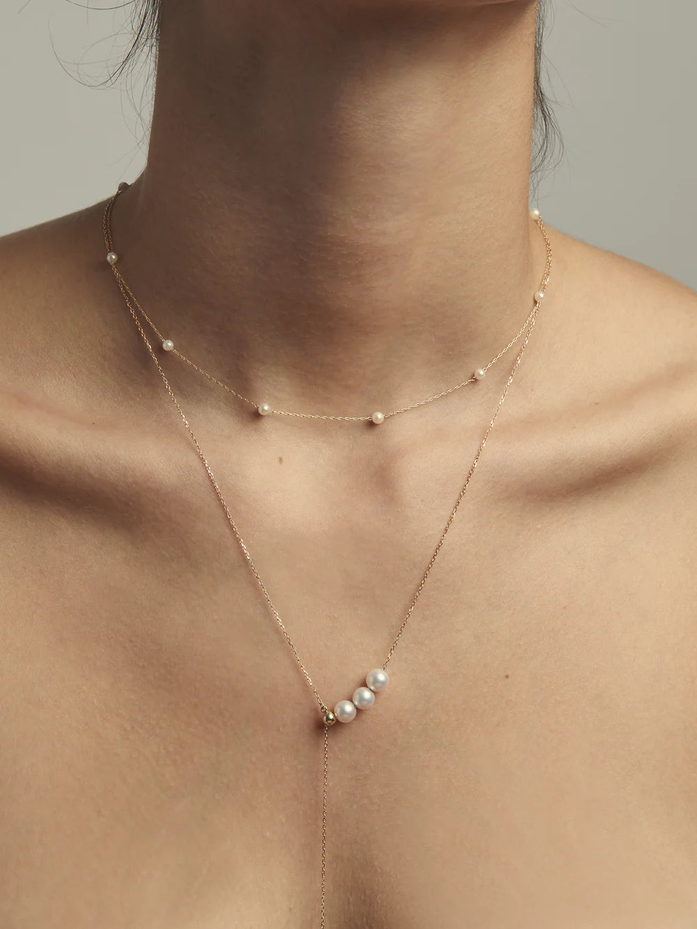 Three Pearl Lariat Necklace