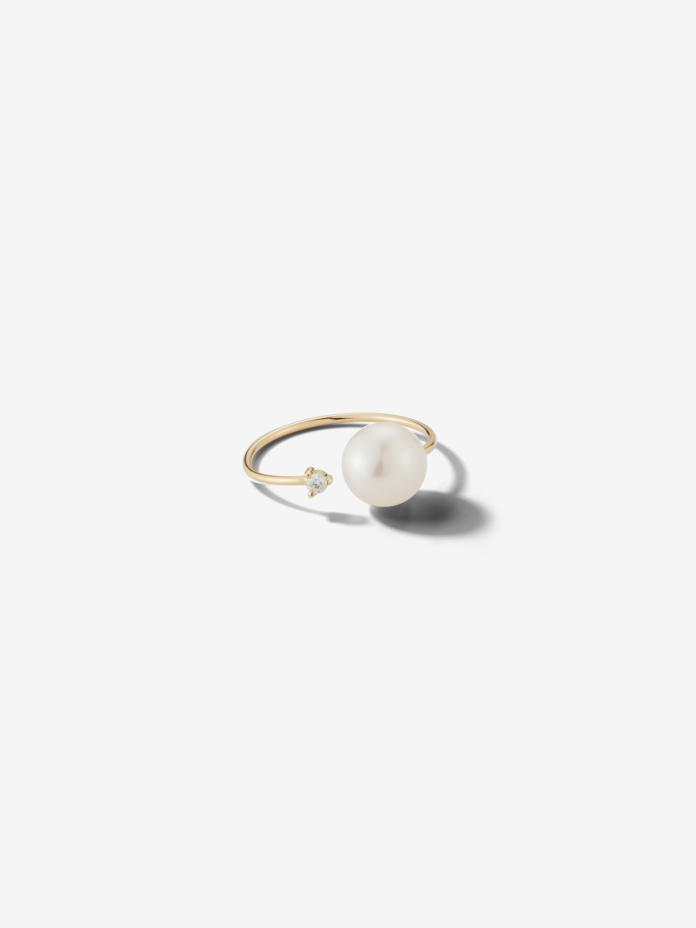 Open Diamond and White Pearl Ring