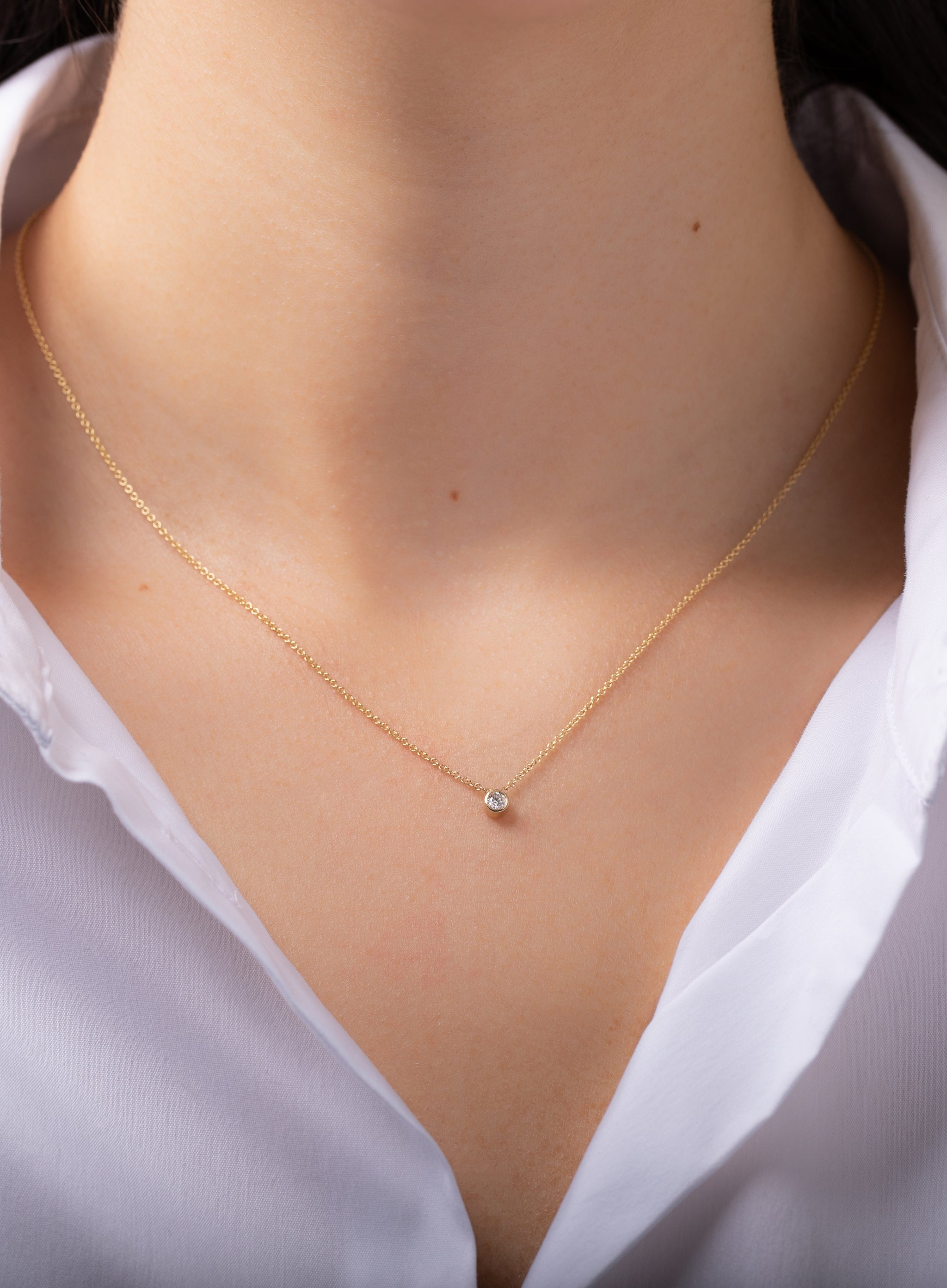 Small Bezel Diamond Necklace