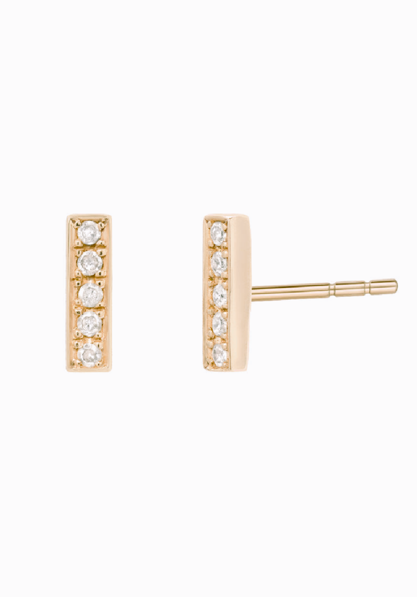 Diamond Bar Stud Earrings