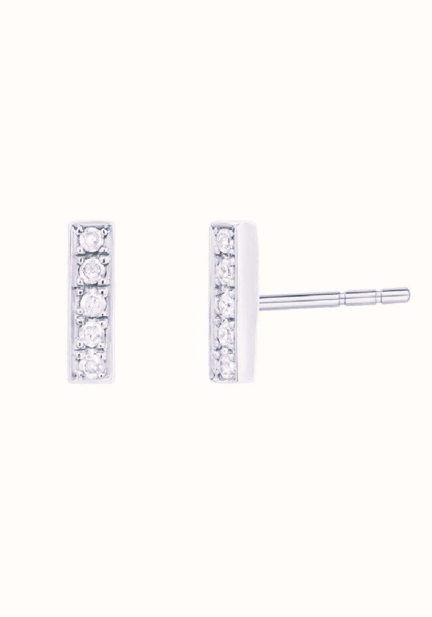 Diamond Bar Stud Earrings