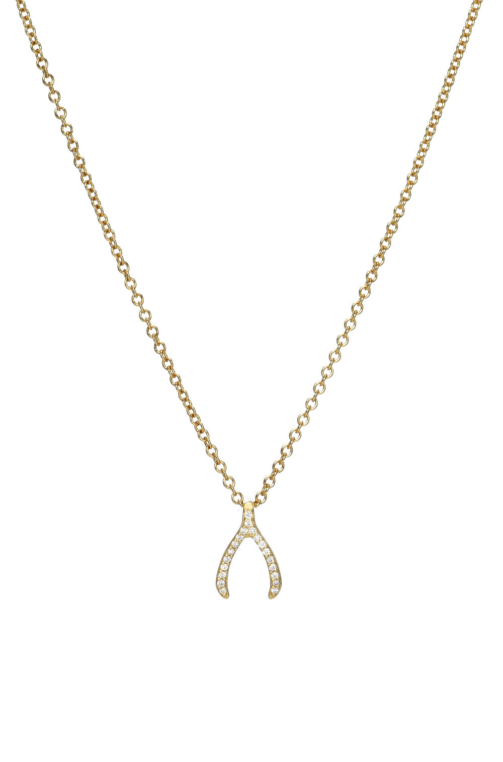 Mini Diamond Wishbone Necklace